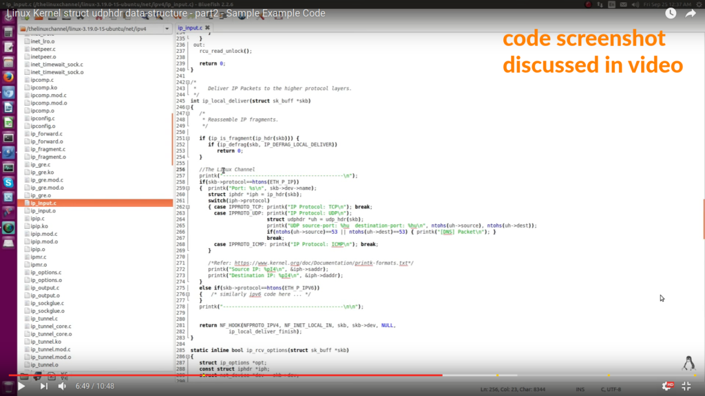 Screenshot Linux Kernel struct udphdr data-structure - Sample Example Code
