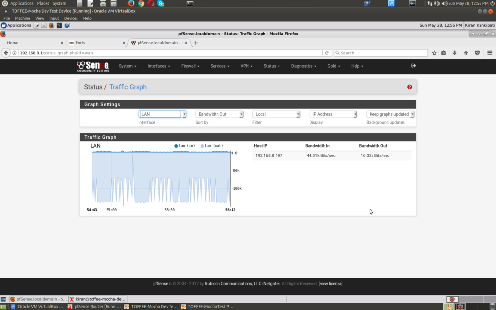 TOFFEE-Mocha WAN Emulator Jitter Feature traffic analysis via pfSense