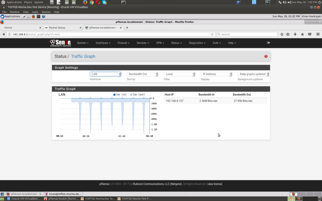 TOFFEE-Mocha WAN Emulator Jitter Feature adjusting jitter range max and min delays pfsense analysis