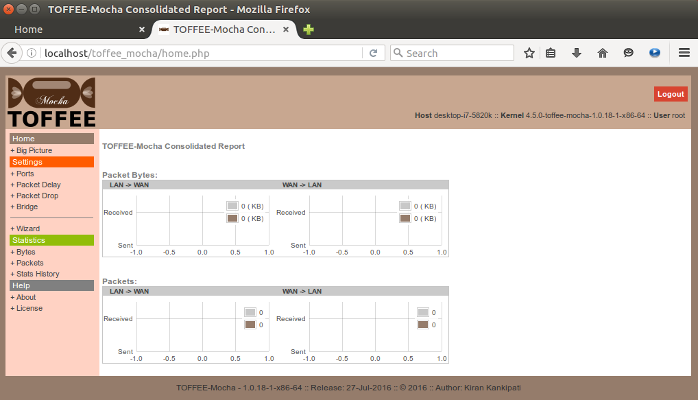 TOFFEE-Mocha-1.0.18-1-x86_64 WAN Emulator Home