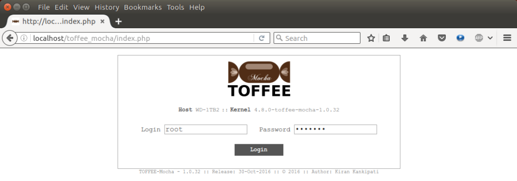 TOFFEE-Mocha-1.0.32-1-x86_64 WAN Emulator Login