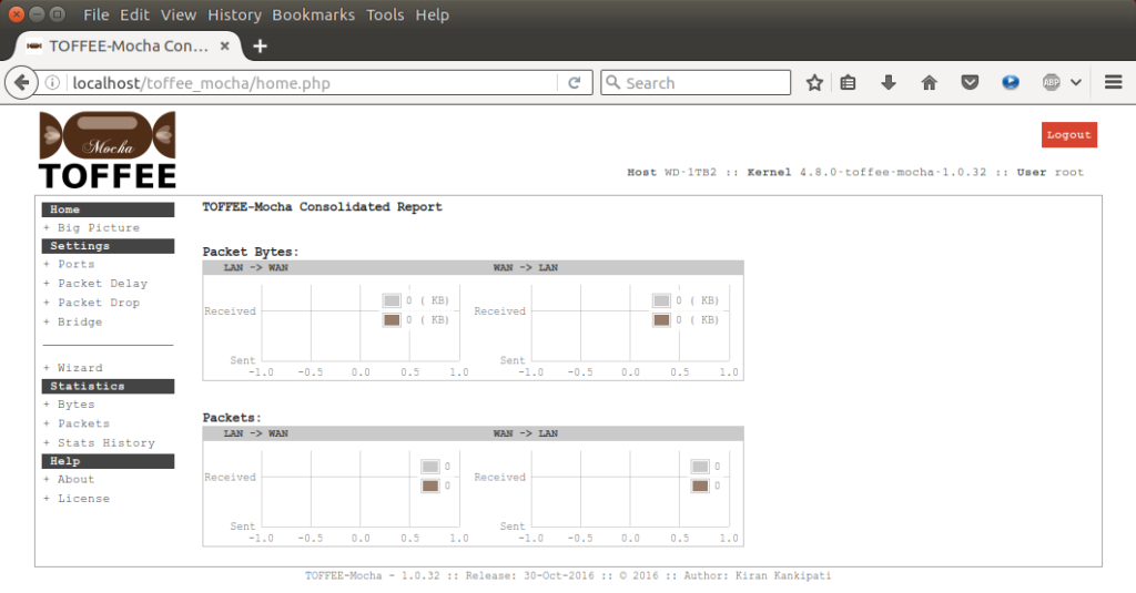 TOFFEE-Mocha-1.0.32-1-x86_64 WAN Emulator Home