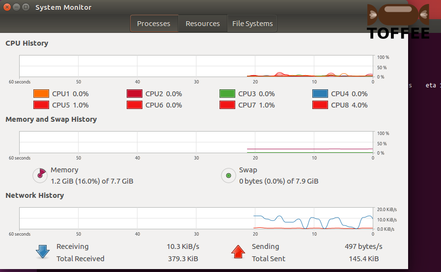 TOFFEE-Mocha-1.0.18-1-x86_64 WAN Emulator network activity