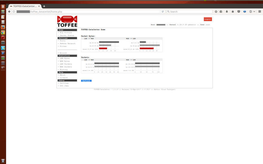 TOFFEE-DataCenter screenshots on a Dual CPU Intel Xeon E5645 2.40Ghz Dell Server - Home