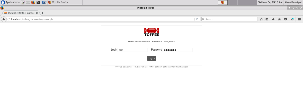 TOFFEE-DATACENTER WAN Optimization - Login Page