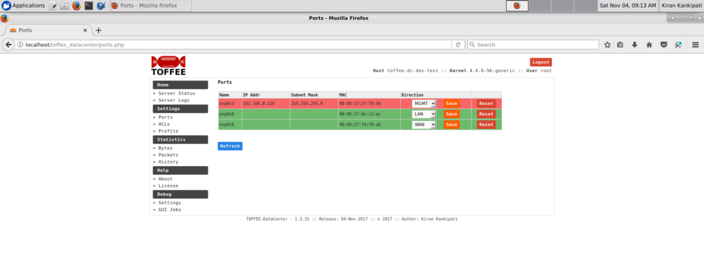 TOFFEE-DATACENTER WAN Optimization - Network Port Settings