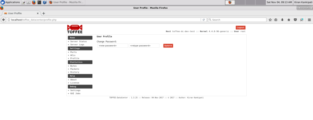 TOFFEE-DATACENTER WAN Optimization - User Profile password settings