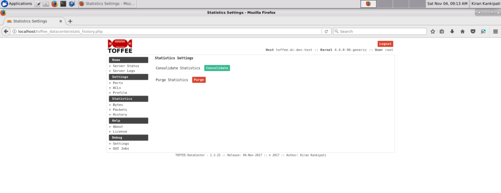 TOFFEE-DATACENTER WAN Optimization - Stats Settings