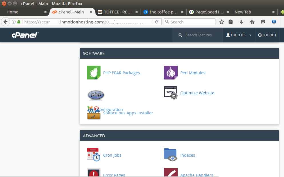 Inmotionhosting cpanel software optimize website