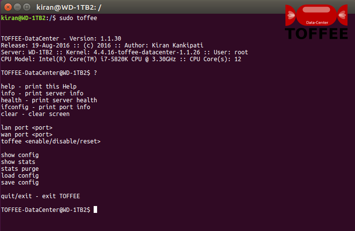 2 TOFFEE-DataCenter WAN Optimization cli help