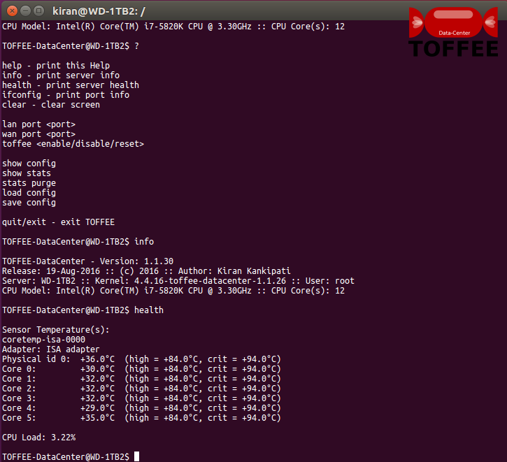 4 TOFFEE-DataCenter WAN Optimization cli TOFFEE server health