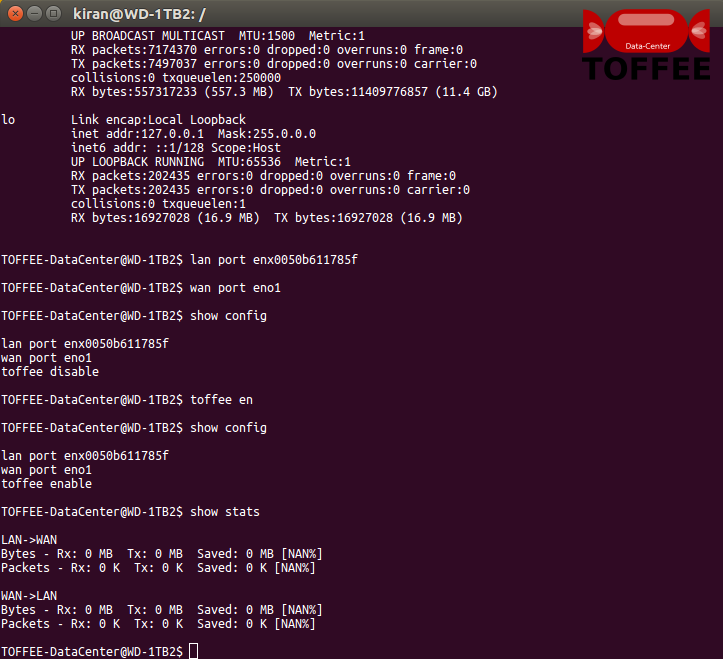 9 TOFFEE-DataCenter WAN Optimization cli show stats