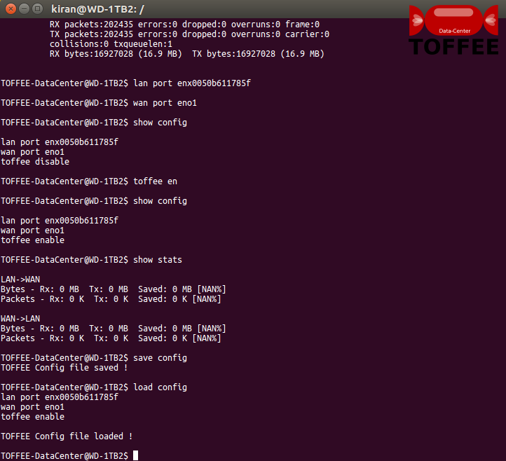 TOFFEE-DataCenter WAN Optimization cli load config save config