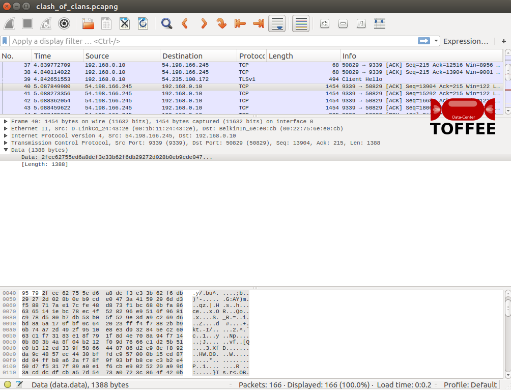 5 TOFFEE DataCenter Live Demo Clash of Clans Wireshark capture