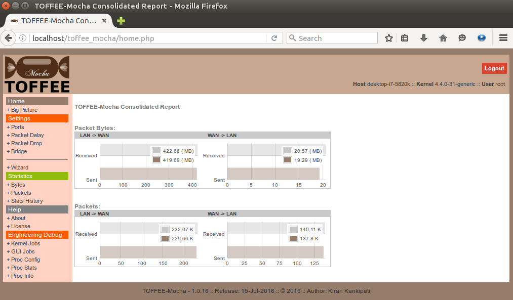 TOFFEE-Mocha WAN Emulation software development 19-July-2016 - new Home Page