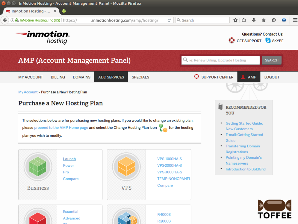 Inmotionhosting AddServices Purchase new Hosting plan Business Launch