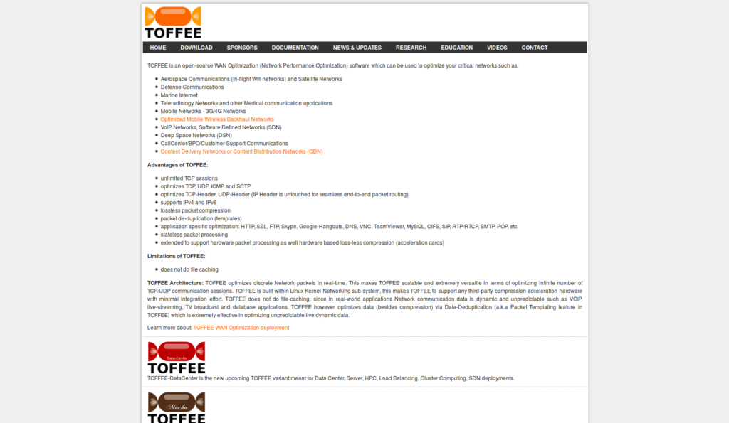 Screenshot of new The TOFFEE Project website built from scratch with PHP