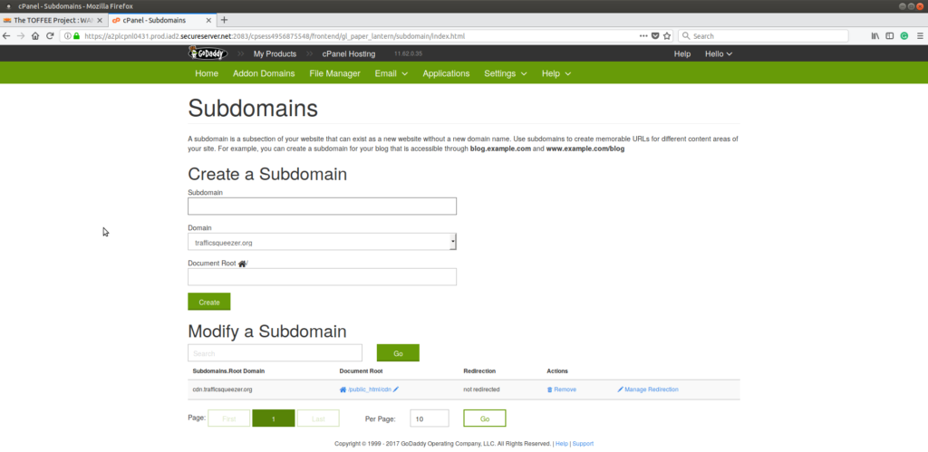 Building my own CDN for TOFFEE website - cdn.trafficsqueezer.org - sub-domain to host my new CDN