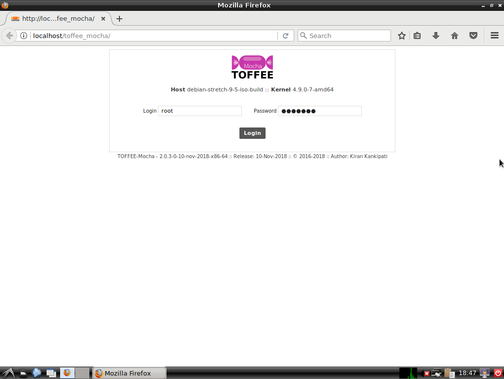 05 TOFFEE-MOCHA-2.0.3-0-10-nov-2018-x86-64.iso - Login