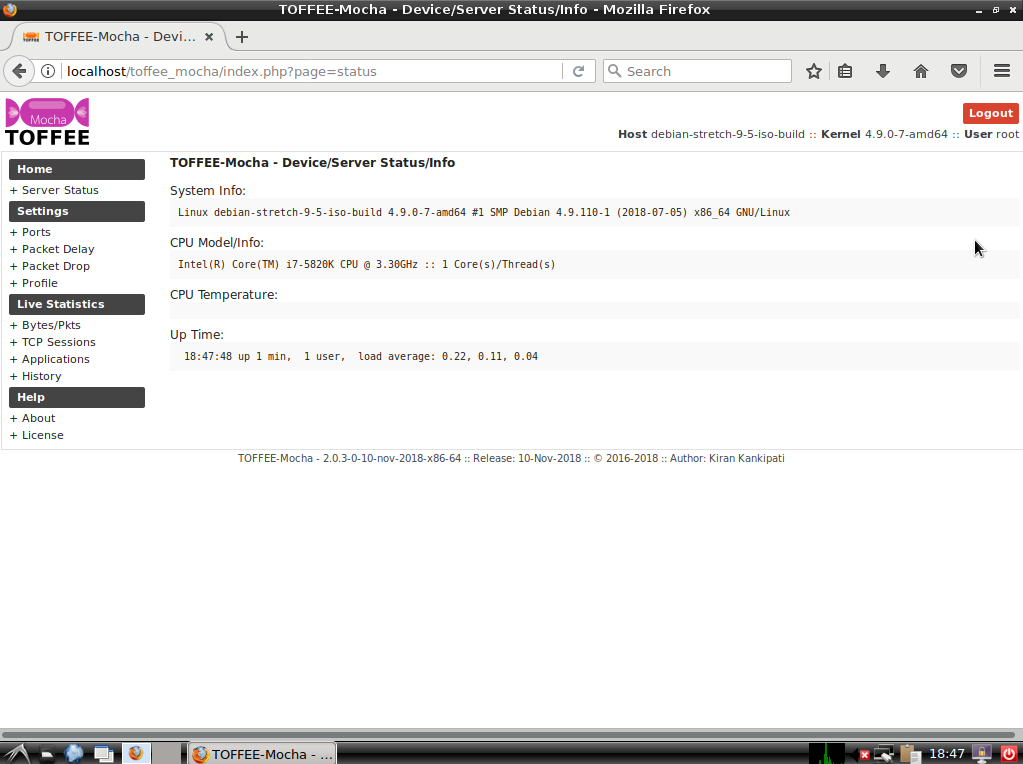 07 TOFFEE-MOCHA-2.0.3-0-10-nov-2018-x86-64.iso - Server Status