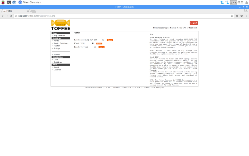 TOFFEE_Butterscotch Packet Filter