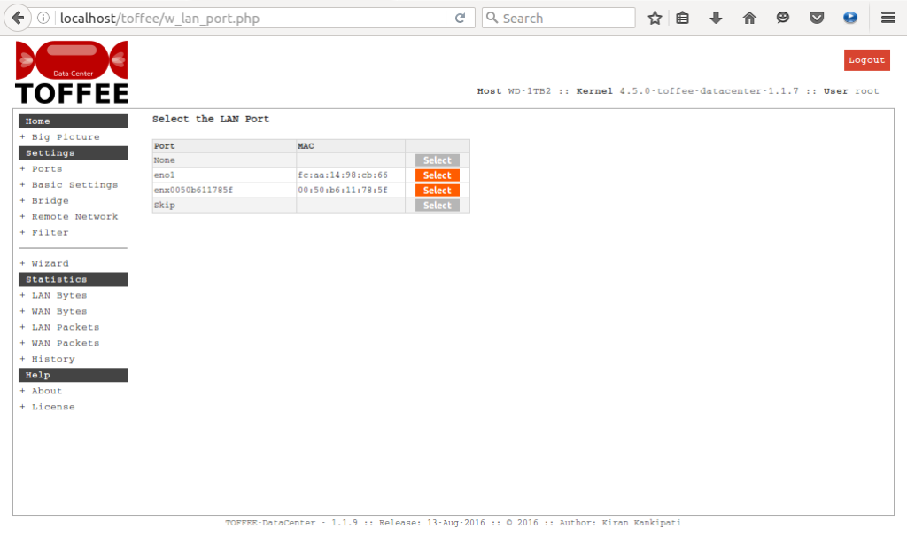 5 TOFFEE-DataCenter WAN Optimization wizard lan port